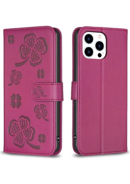 IPhone 14 Için Flip Case Pro Yonca Çiçek Cüzdan Çok Renkli Kart Yuvaları Pu (Yurt Dışından)