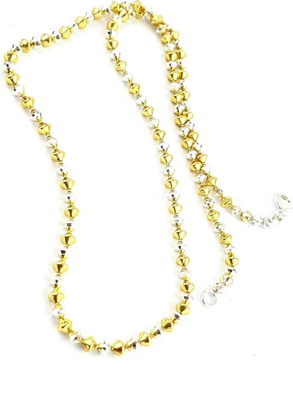 Cift Renkli 925AYAR Gümüş Üzerine Altın Kaplama Italyan Tasarımı Konik Zincir Kolye