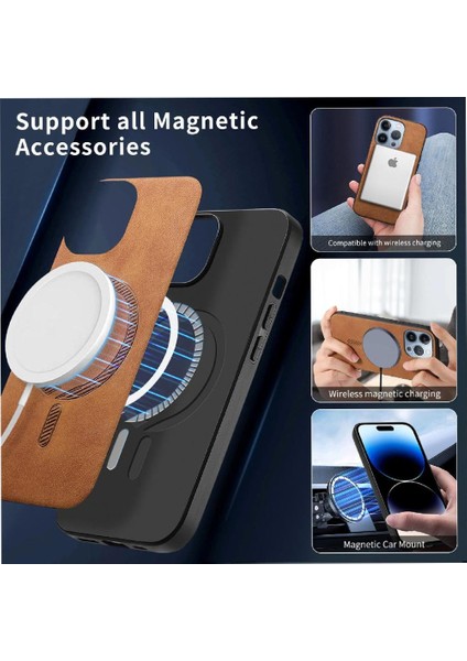 IPhone 14 Için Kılıf Pro Max Hafif Ince Magsafe Araba Bağlar Kablosuz (Yurt Dışından)