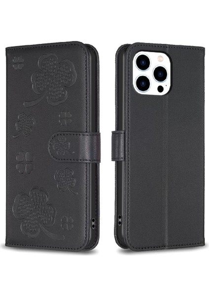 IPhone 13 Için Flip Case Pro Max Yonca Çiçek Pu Deri Cüzdan Kart Yuvaları (Yurt Dışından)