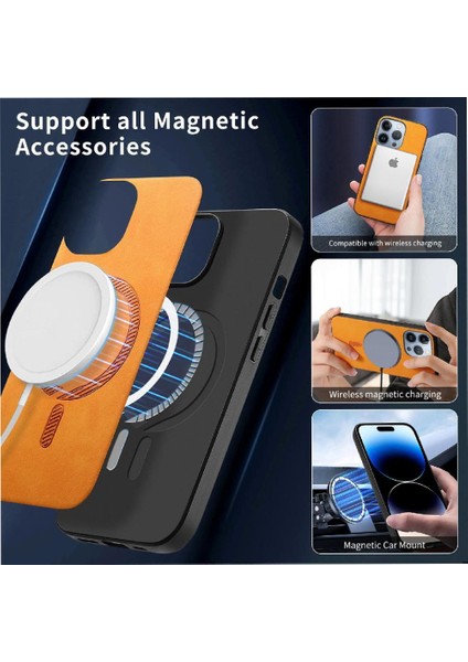 IPhone 14 Için Kılıf Pro Max Hafif Ince Magsafe Araba Bağlar Kablosuz (Yurt Dışından)