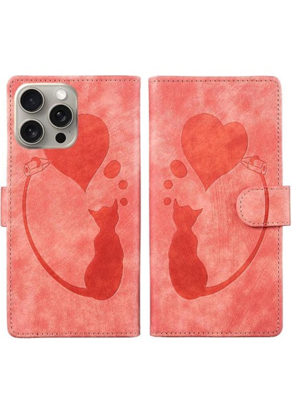 IPhone 16 Için Flip Case Pro Max Kart Cep Flip Folio Kabartmalı Sevimli Kedi (Yurt Dışından)