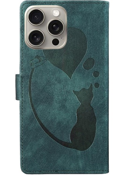 IPhone 16 Için Flip Case Pro Max Kart Cep Flip Folio Kabartmalı Sevimli Kedi (Yurt Dışından)