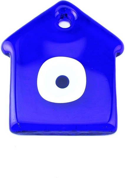 Cam Nazar Boncuğu Delikli Ev Modeli Küçük 5.5x6 Cm