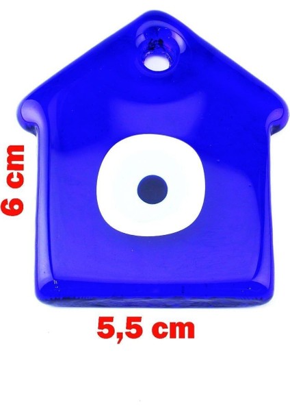 Cam Nazar Boncuğu Delikli Ev Modeli Küçük 5.5x6 Cm