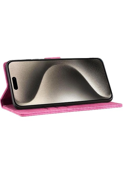 IPhone 16 Için Flip Case Pro Kabartmalı Sevimli Kedi Cüzdan Kılıf Tutucu Kapak (Yurt Dışından)