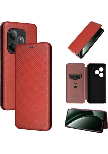 Realme Gt 6t Deri Folio Flip Case Kart Ekleme Tam Için Flip Case (Yurt Dışından)
