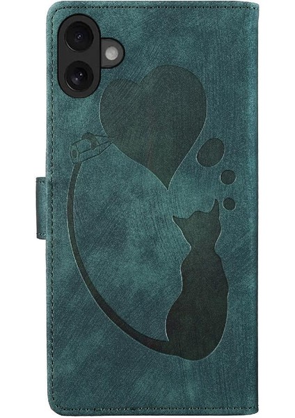 IPhone 16 Için Flip Case Kabartmalı Sevimli Kedi Flip Folio Kart Cep Cüzdan (Yurt Dışından) indirimleri