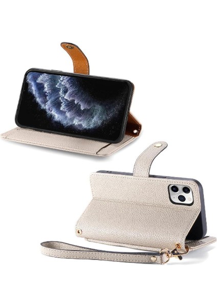IPhone 11 Için Kılıf Pro Max Kordon Fermuar Cüzdan Aşk Deri Kılıf (Yurt Dışından)