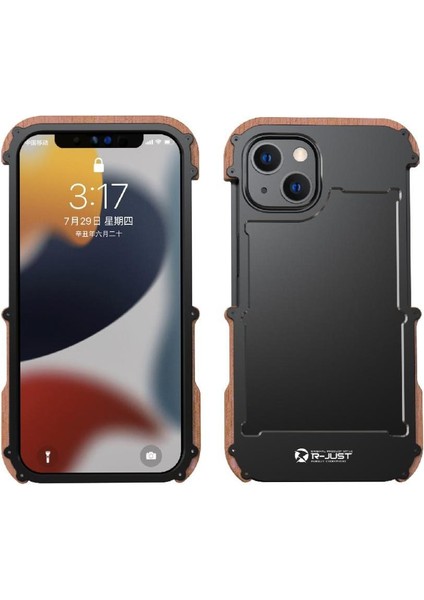 IPhone 13 Için Kılıf, Damla Koruma Alüminyum Metal Ahşap Tampon Çerçeve Kapak (Yurt Dışından)