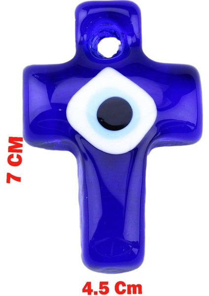Cam Nazar Boncuğu Delikli Hac Modeli Küçük 4.5x7 Cm