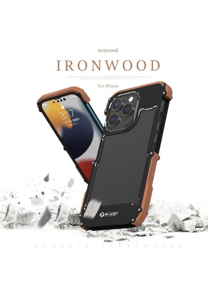 IPhone 13 Pro Max Için Kılıf, Damla Koruma Alüminyum Metal Ahşap Tampon (Yurt Dışından) modelleri