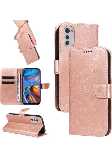 Motorola Moto MOTOROLA/E32S Kabartmalı Kelebek Ayrılabilir El Için Flip Case (Yurt Dışından)