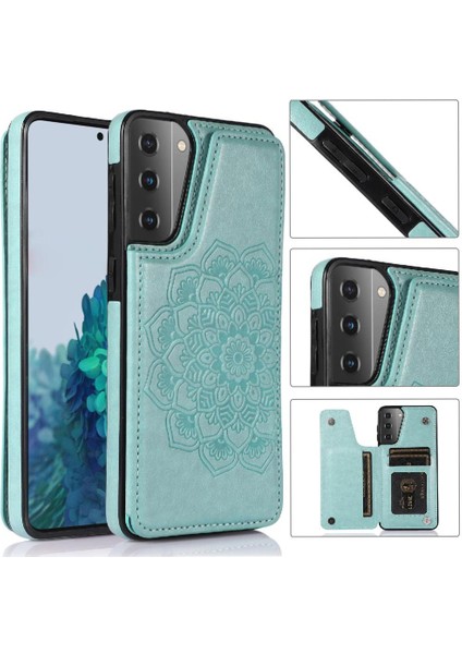 Samsung Galaxy S21 Kabartmalı Mandala Pu Için Kart Tutucu Kılıf ile Cüzdan (Yurt Dışından)