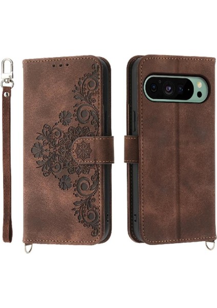 Google Piksel 9 Kabartmalı Bileklik Çoklu Kredi Kartı Için Flip Case (Yurt Dışından)
