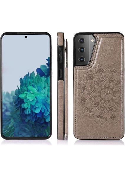 Samsung Galaxy S21 Artı Çift Düğmeler Pu Için Kart Tutucu Kılıf ile Cüzdan (Yurt Dışından) modelleri