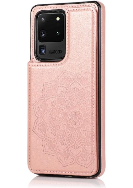 Samsung Galaxy S20 Ultra Desen Çiçek Için Kart Tutucu Kılıf ile Cüzdan (Yurt Dışından)