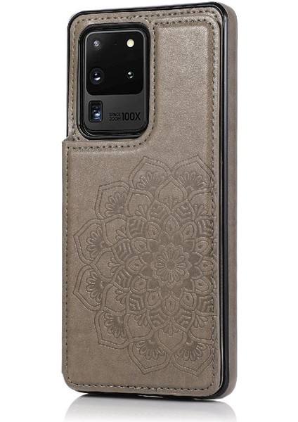 Samsung Galaxy S20 Ultra Desen Çiçek Için Kart Tutucu Kılıf ile Cüzdan (Yurt Dışından)