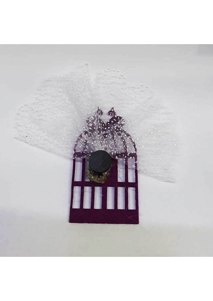 Keçe Kafesli Kuşlu Magnet - 50 Adet Mor fiyatları