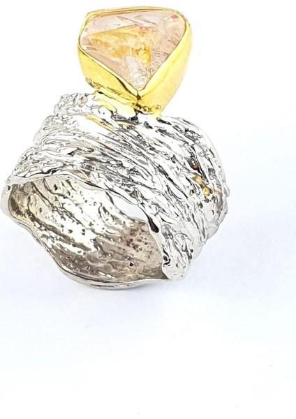 Rutil Kuvars Taşlı 925 Ayar Gümüş Tasarım Yüzük fiyatları