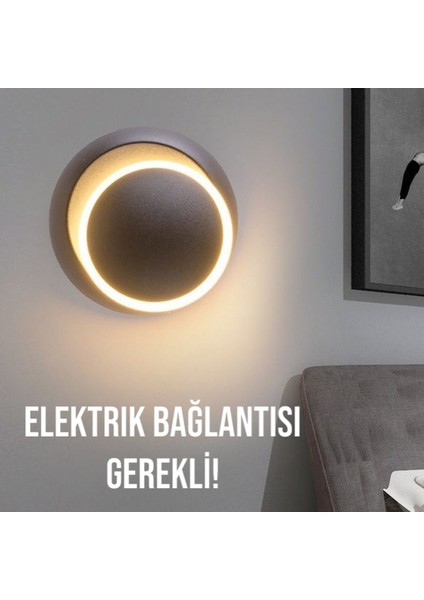 Siyah Alüminyum Kasa, Elektrikle Çalışır, 6 Watt, Günışığı, Yatakbaşı Aplik Modern Gece Lambası