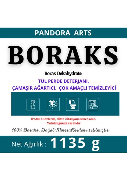 Pandora Arts Boraks Doğal Deterjan Tül Perde Temizleyici