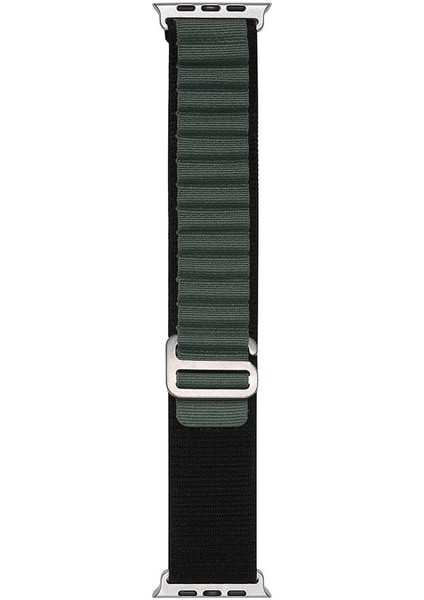 Apple Watch 38MM Uyumlu Kordon Naylon Kumaş Spor Görünümlü Band-74 Hasır Kayış, Siyah-Yeşil