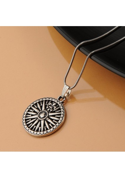 Vintage Pusula Erkek Kolye Çelik Takı Aksesuar K24 T5