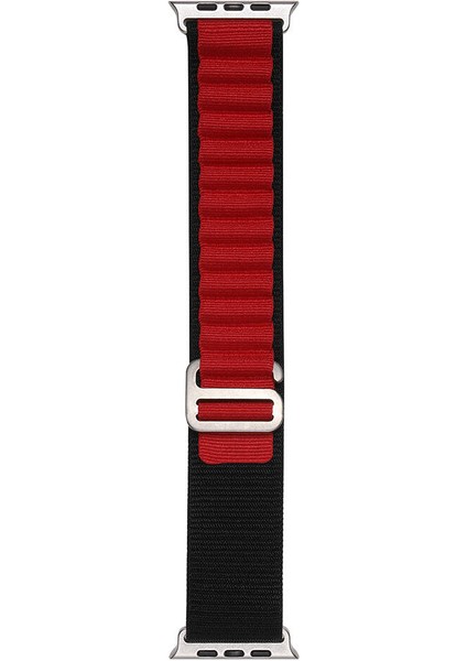 Apple Watch 38MM Uyumlu Kordon Naylon Kumaş Spor Görünümlü Band-74 Hasır Kayış, Siyah-Kırmızı