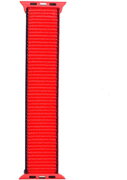 Apple Watch 44MM Uyumlu Kordon Hasır Örgü Cırt Cırtlı Terletmeyen Krd-03 Kumaş Kayış, 67-Tricolor Red