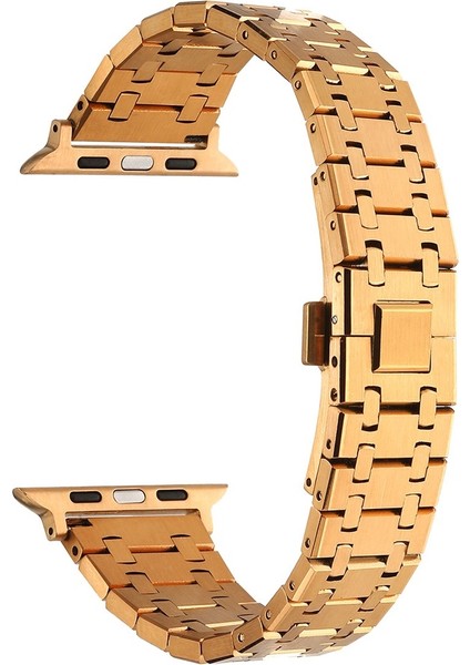 Apple Watch 38MM Uyumlu Kordon Paslanmaz Metal Çift Renkli Krd-83 Kayış, Rose Gold