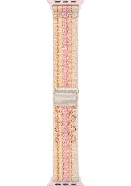 Apple Watch 44MM Uyumlu Krd-91 Hasır Kordon Strap Kayış, Pembe