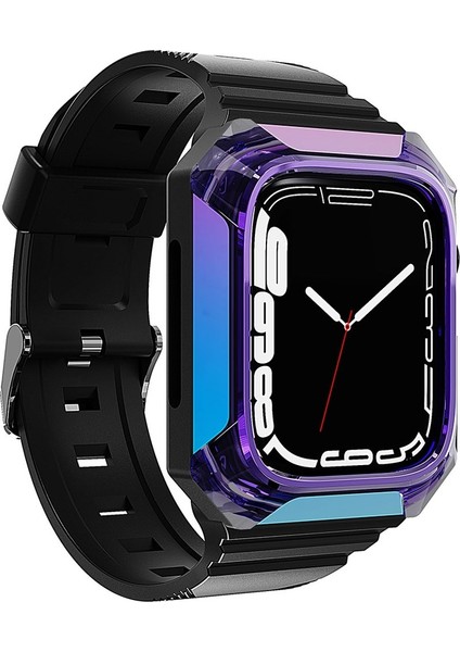 Apple Watch 40MM Uyumlu Krd-88 Sert Pc Kasa Koruyuculu Silikon Kordon, Mor