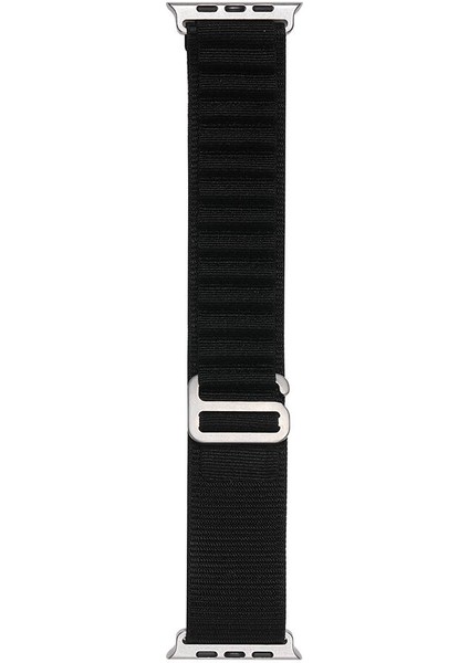 Apple Watch 7 45MM Uyumlu Kordon Naylon Kumaş Spor Görünümlü Band-74 Hasır Kayış, Siyah