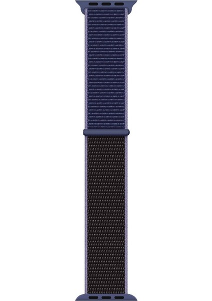 Apple Watch 44MM Uyumlu Kordon Hasır Örgü Cırt Cırtlı Terletmeyen Krd-03 Kumaş Kayış, Midnight Blue-Black