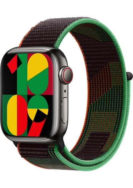 Apple Watch Ultra 49MM Uyumlu Kordon Hasır Örgü Cırt Cırtlı Terletmeyen Krd-03 Kumaş Kayış, Black Unity