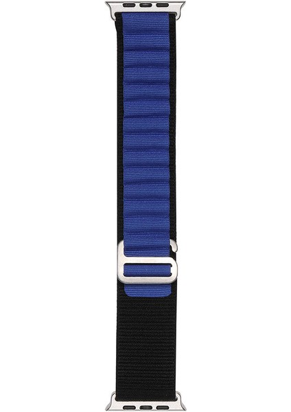 Apple Watch 7 41MM Uyumlu Kordon Naylon Kumaş Spor Görünümlü Band-74 Hasır Kayış, Siyah-Mavi