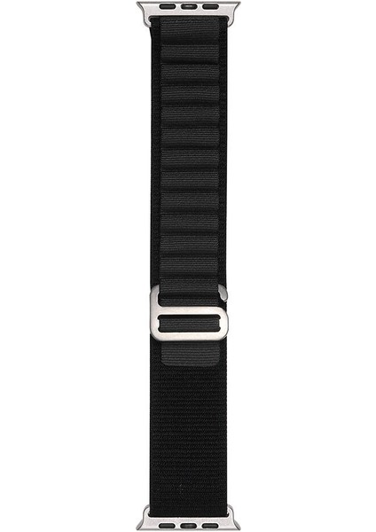 Apple Watch 7 45MM Uyumlu Kordon Naylon Kumaş Spor Görünümlü Band-74 Hasır Kayış, Siyah-Gri