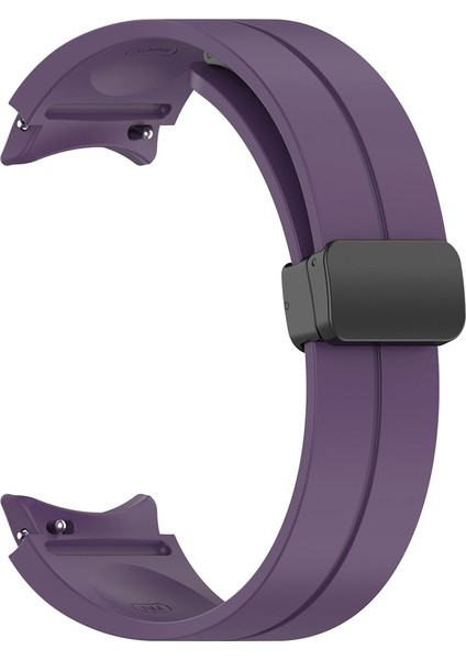 Samsung Galaxy Watch 4 Classic 42MM Uyumlu Kordon Silikon Metal Mıknatıslı Toka Zore Krd-84 Kayış, Mor