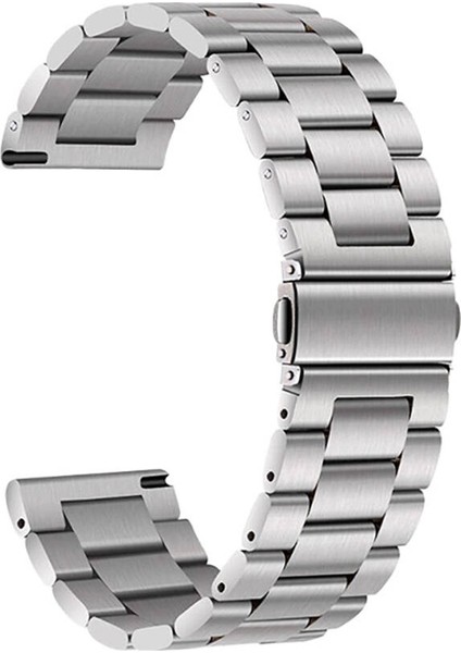 Xiaomi Amazfit Pace 22MM Uyumlu Kordon Metal Baklalı Tasarım Zore Band-04 Kayış, Gümüş