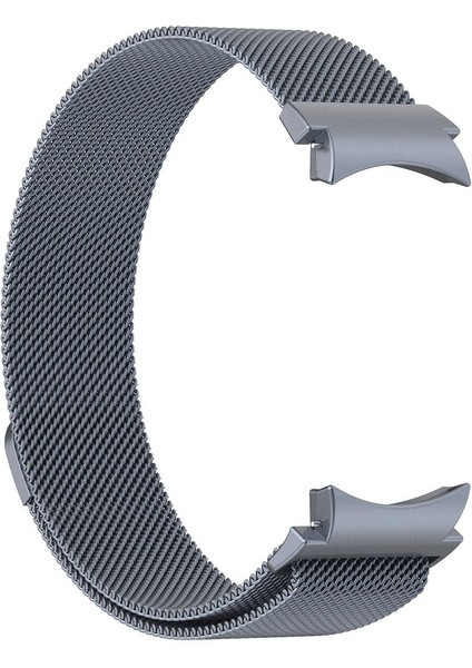 Samsung Galaxy Watch 6 44MM Uyumlu Kordon Hasır Metal Mıknatıslı Örgü Zore Krd-01 Kayış, Gri
