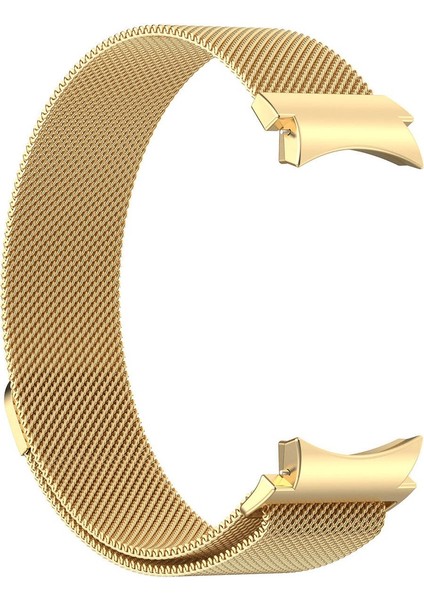 Samsung Galaxy Watch 6 Classic 43MM Uyumlu Kordon Hasır Metal Mıknatıslı Örgü Zore Krd-01 Kayış, Gold