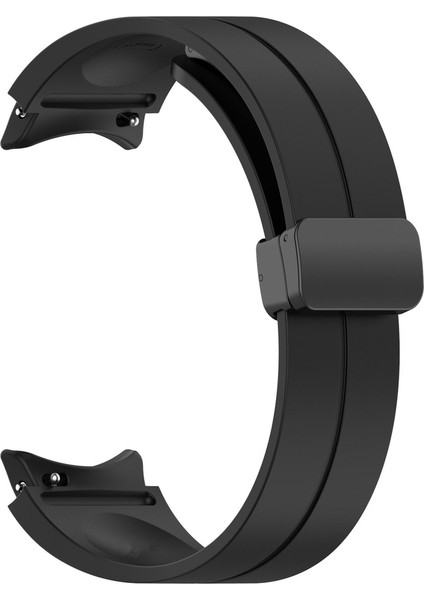 Samsung Galaxy Watch 4 40MM Uyumlu Kordon Silikon Metal Mıknatıslı Toka Zore Krd-84 Kayış, Siyah