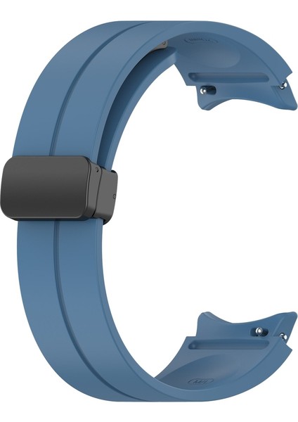 Samsung Galaxy Watch 4 Classic 42MM Uyumlu Kordon Silikon Metal Mıknatıslı Toka Zore Krd-84 Kayış, Mavi