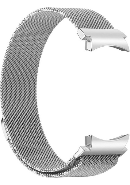 Samsung Galaxy Watch 6 Classic 47MM Uyumlu Kordon Hasır Metal Mıknatıslı Örgü Zore Krd-01 Kayış, Gümüş