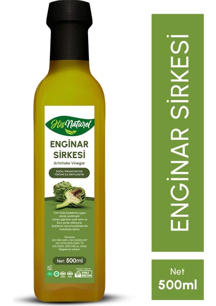 Organik Yıllanmış Enginar Sirkesi Doğal Fermantasyon 500 Ml.