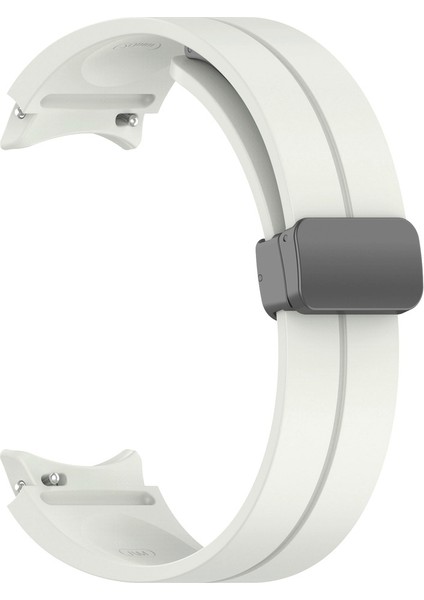 Samsung Galaxy Watch 5 44MM Uyumlu Kordon Silikon Metal Mıknatıslı Toka Zore Krd-84 Kayış, Starlight