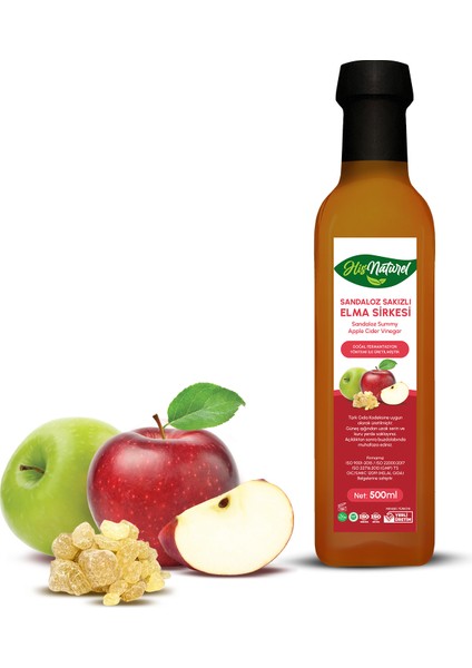 Organik Yıllanmış Sandaloz Sakızlı Yeşil Elma Sirkesi Sirkesi Doğal Fermantasyon 500 Ml. fiyatları
