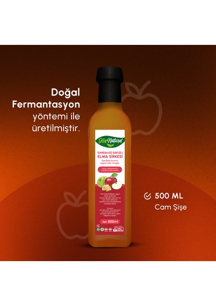 Organik Yıllanmış Sandaloz Sakızlı Yeşil Elma Sirkesi Sirkesi Doğal Fermantasyon 500 Ml. modelleri