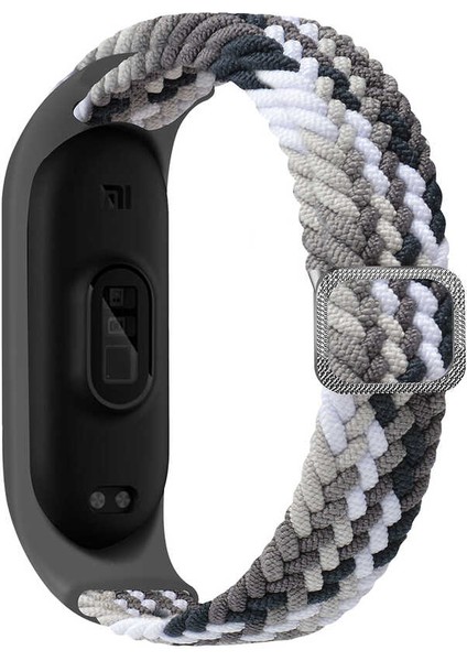 Xiaomi Mi Band 6 Uyumlu Kordon Örgü Işlemeli Yumuşak Hasır Krd-49 Kayış, Colorful Black